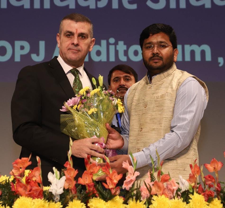 Greetings to His Excellency Basem F Hellis - Hon'ble Counsellor, Embassy of the State of Palestine,  during International Convention on Human Rights 2023 at New Delhi
