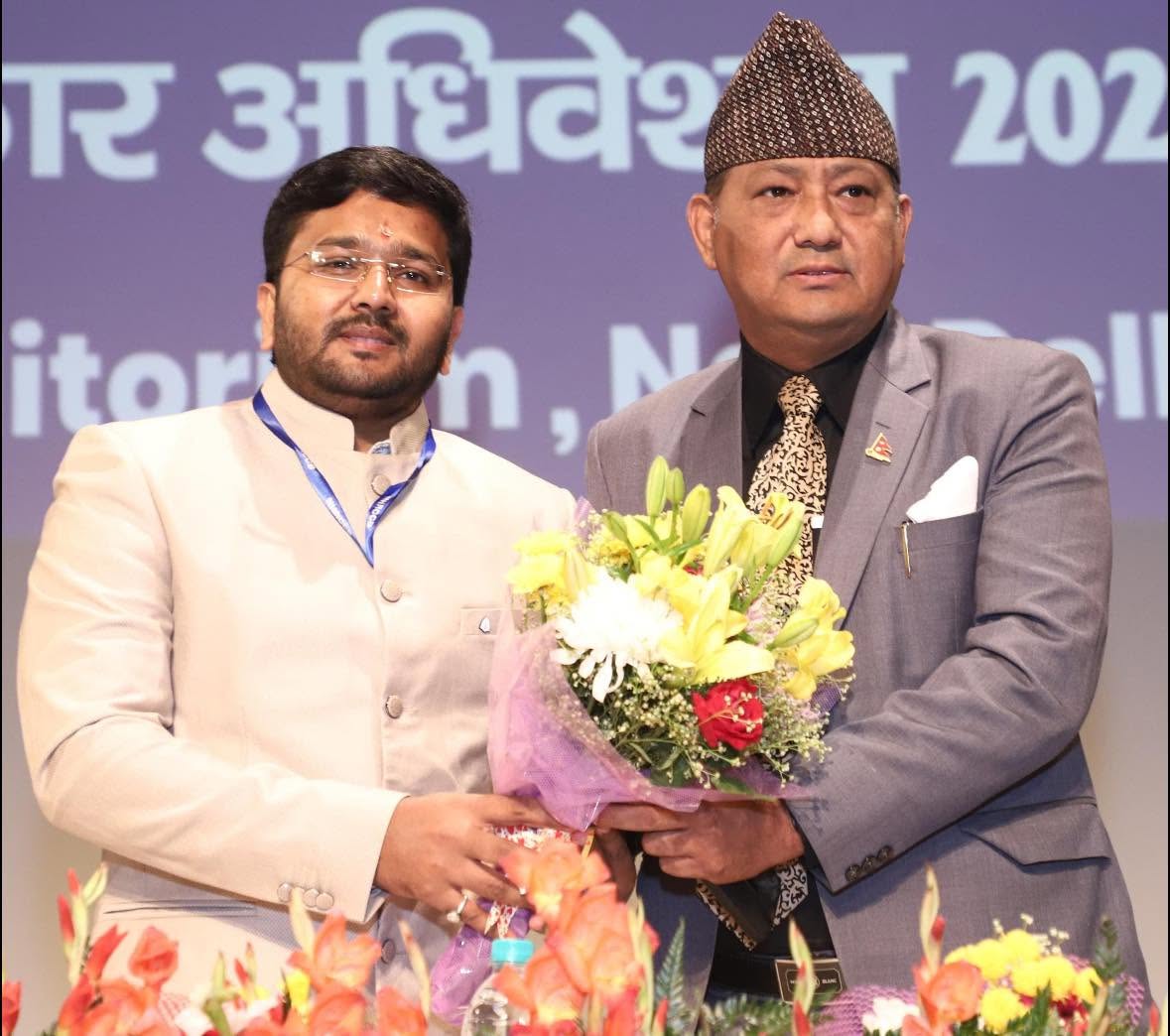 Greetings to Shri Bhawesh Ji , Hon'ble Chairman -Nepal Tourism during International Convention on Human Rights 2023 at New Delhi